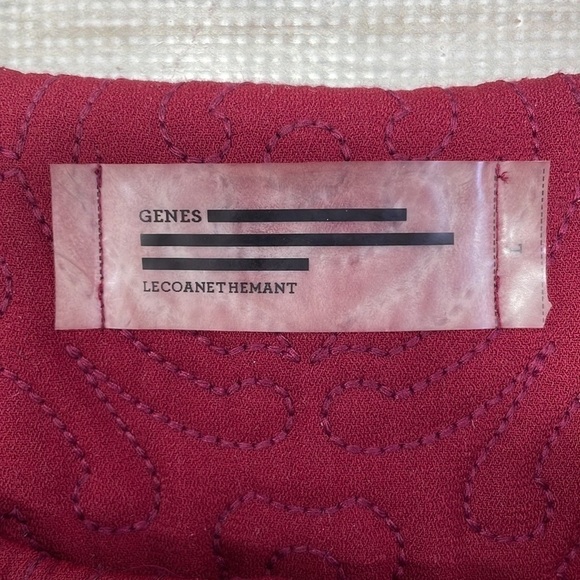 Genes Lecoanet Hemant Jacket France Quilted Burgundy Red Pockets Large - Picture 10 of 12